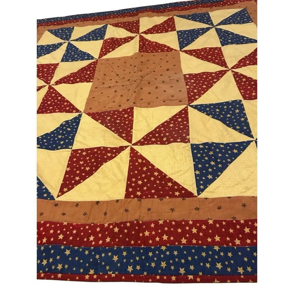Handmade 48 x 48 Americana 250th USA Anniversary Nine Patch Lap Quilt